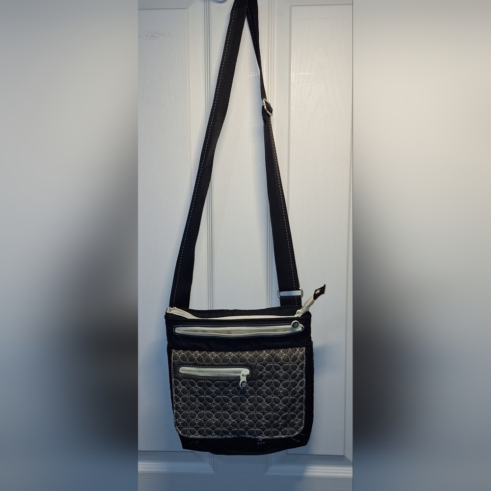 Sherpani Black White Floral Satchel Crossbody Bag